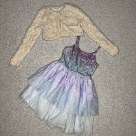 Cat & Jack Girls Dress S 6/6X Purple Ombre Glitter Tulle Tutu Sparkle Princess - Picture 1 of 8
